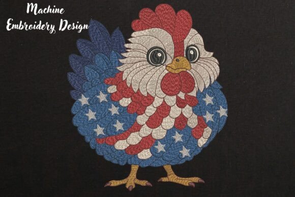 Adorable 4th July American Chicken in Black