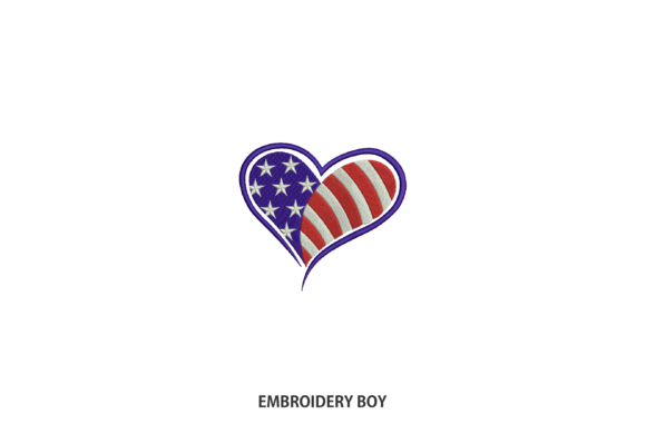 American Flag Heart: A Patriotic Embroidery Gem