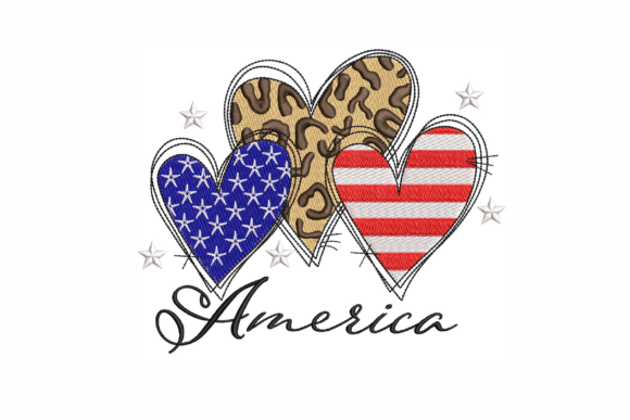 Independence Day Hearts: A Patriotic Embroidery Design