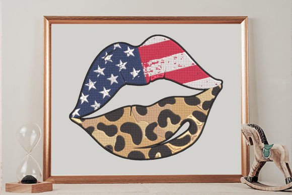 Lip USA Flag: A Charming Embroidery Design