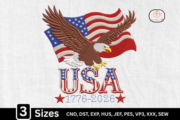 Patriotic Eagle American Flag Embroidery Design