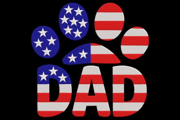 Patriotic Paw Dad: A Unique Embroidery Design