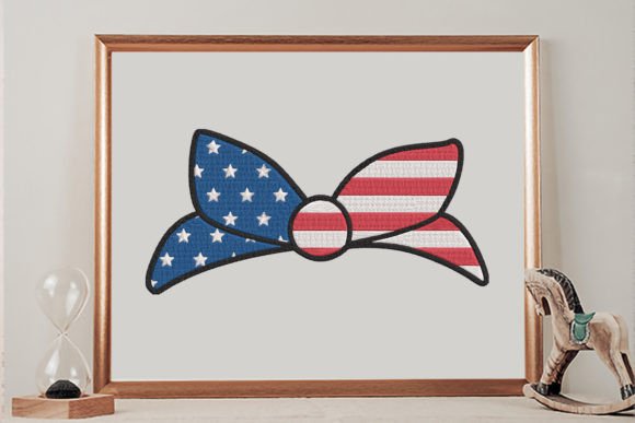 USA Flag Bow 4th of July: A Charming Embroidery Design