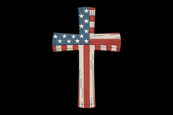 USA Flag Christian Cross: A Versatile Embroidery Design