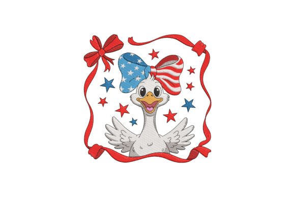 Whimsical Patriotic Duckling: A Charming Embroidery Design